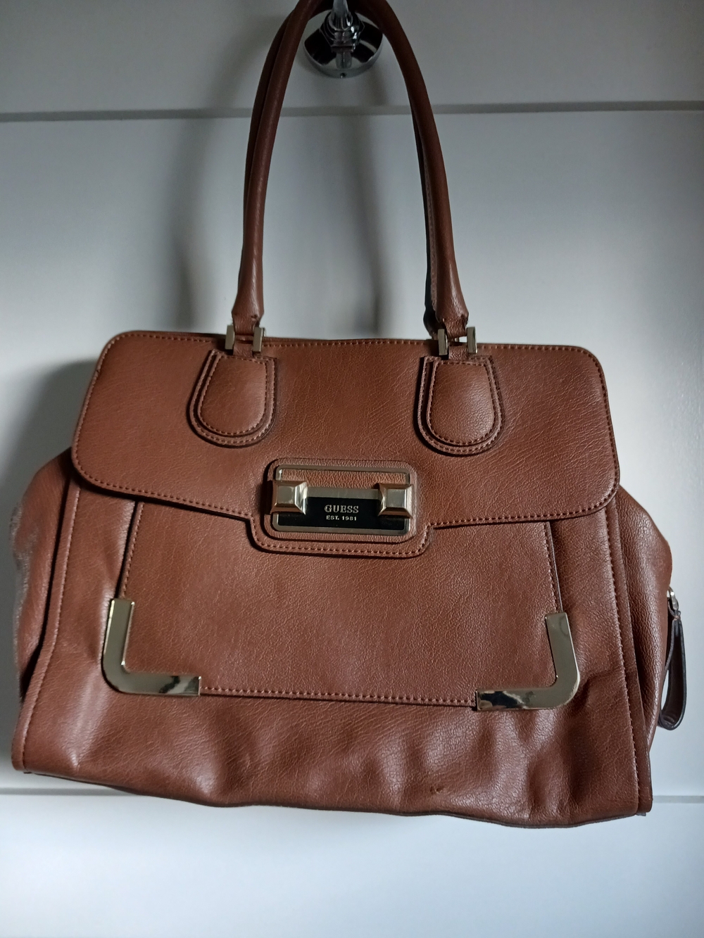 GUESS Brown Leather Satchel Handbag